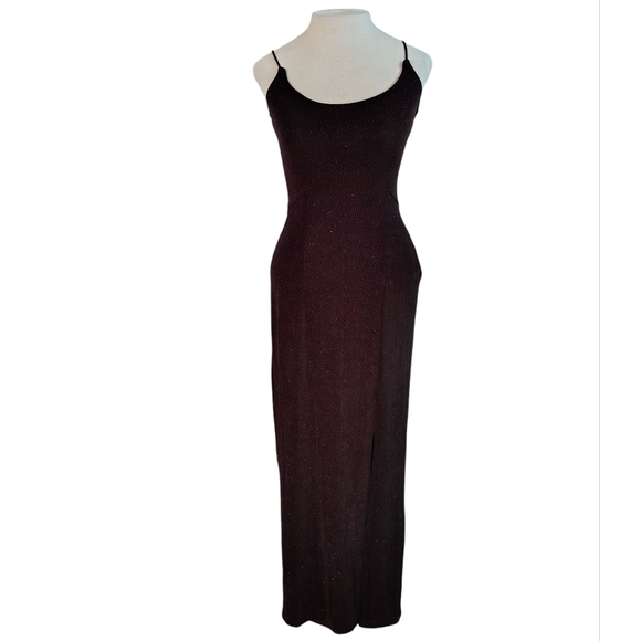 Vintage 80s J Reynolds Design Slinky Sparkly Witchy Goth Dress
